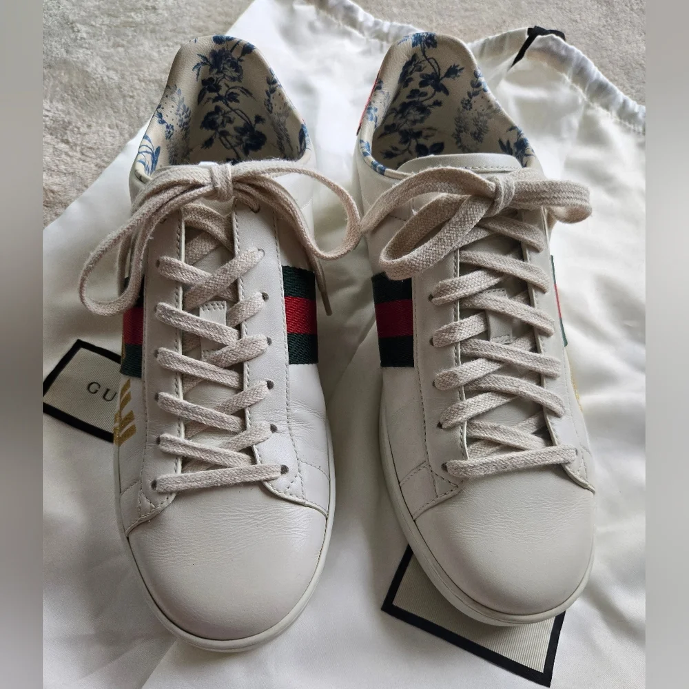 Gucci Ace 'GUCCY' SEGA Leather Sneaker Size 38 / US 8